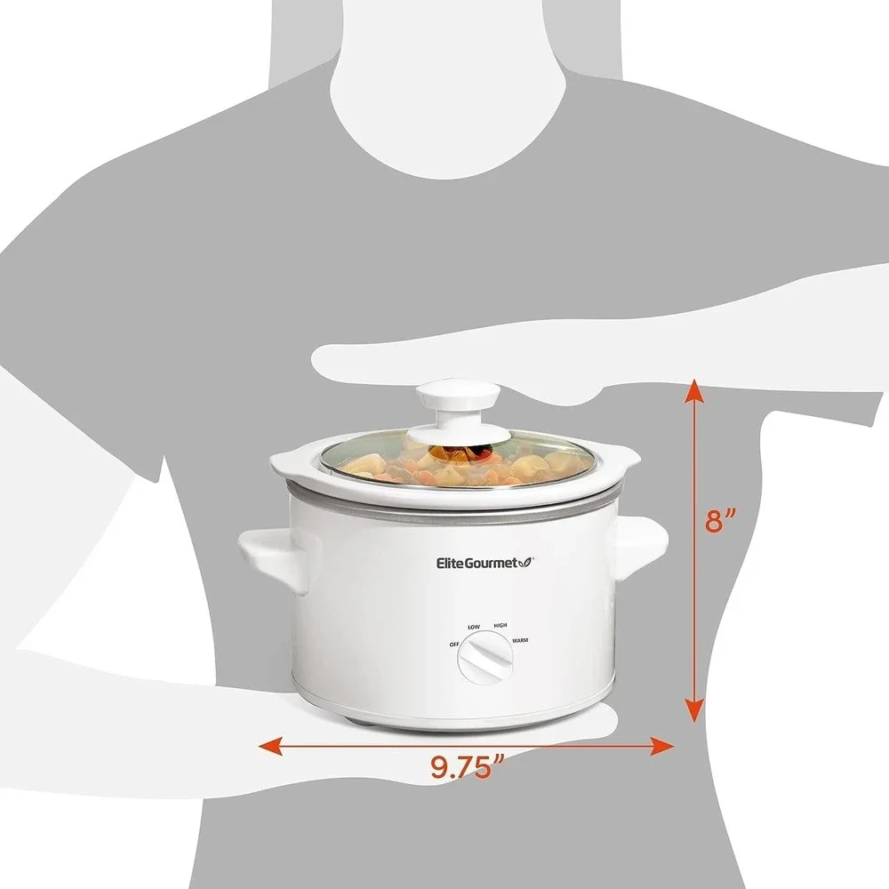 Elite Gourmet MST-250XW# Electric Slow Cooker Ceramic Pot Adjustable Temp 1.5Qua